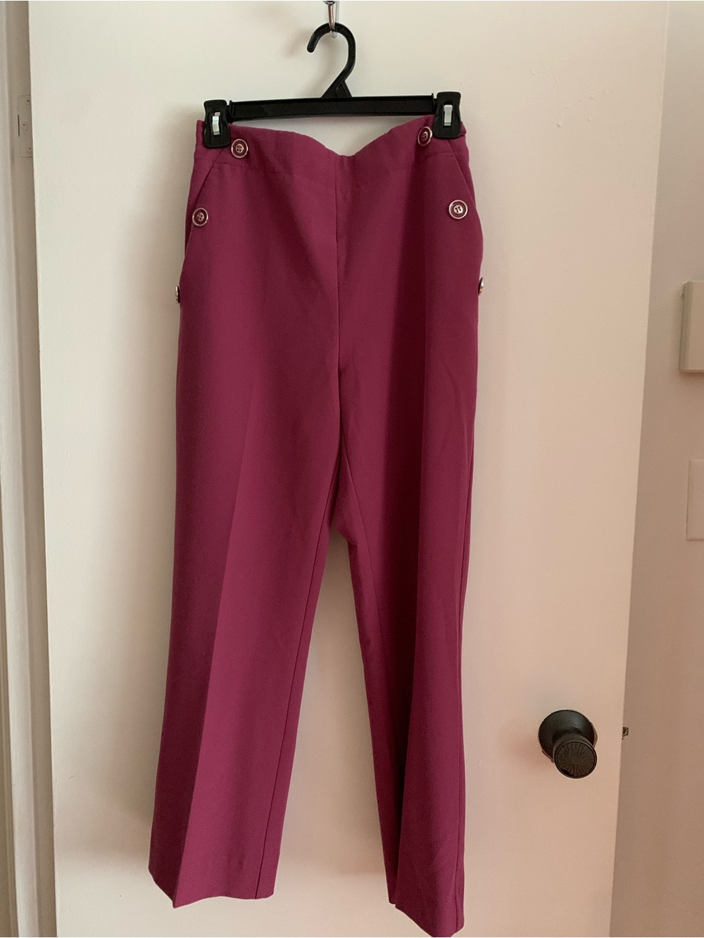 Suzy Shier Women's high -Waist Plum Straight-Leg Dress Pants